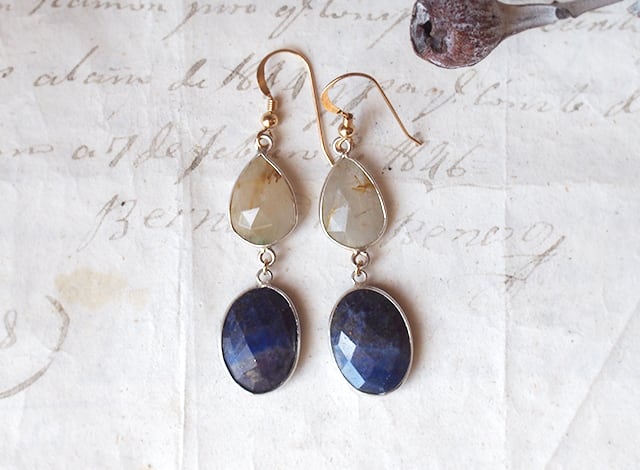 K様オーダー ルチルとラピスのピアス