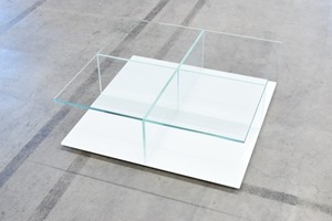 【引取限定】Cassina 21万「MEX／メックス」スクエアタイプ センター ピエロ・リッソーニ デザインガラス ローテーブル カッシーナ【中古家具/中古インテリア/USED家具ユーズド家具/リサイクル】