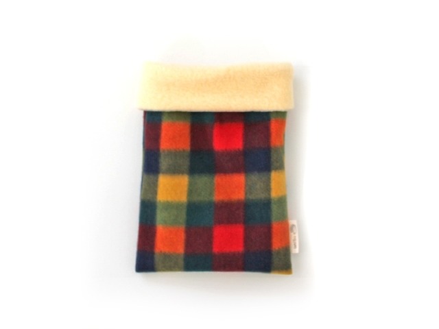 ハリネズミ用寝袋 S(冬用) フリース×フリース カラフルチェックB / Small Snuggle Sack for Hedgehog