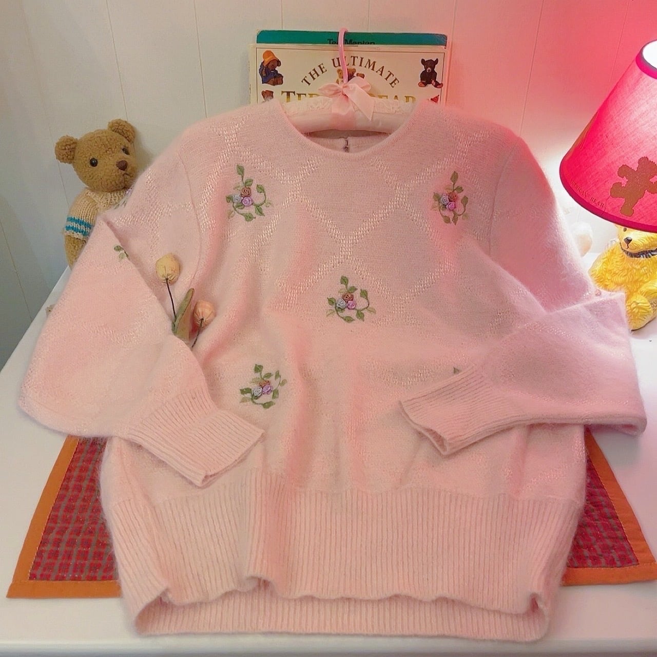 baby pink rose angora knit sweater