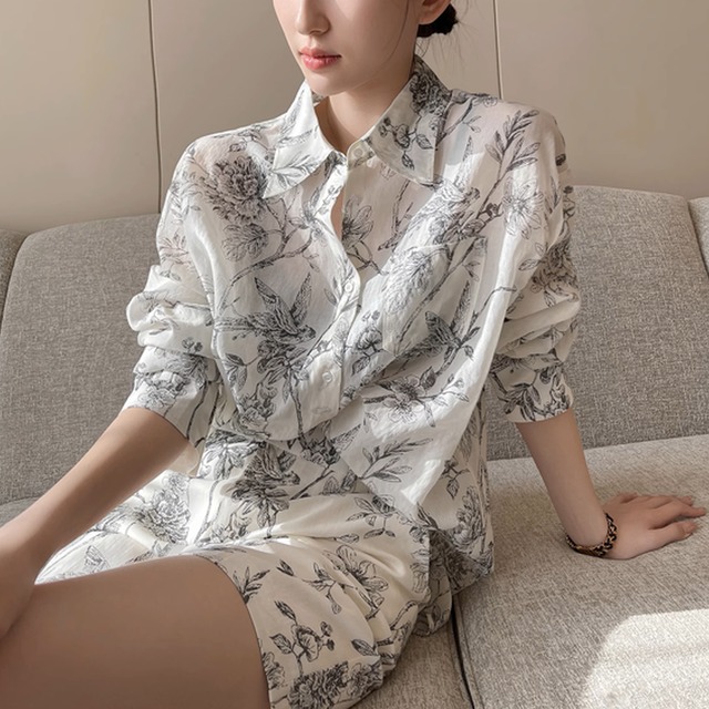 プリント ルーズシルエット シャツ 24129