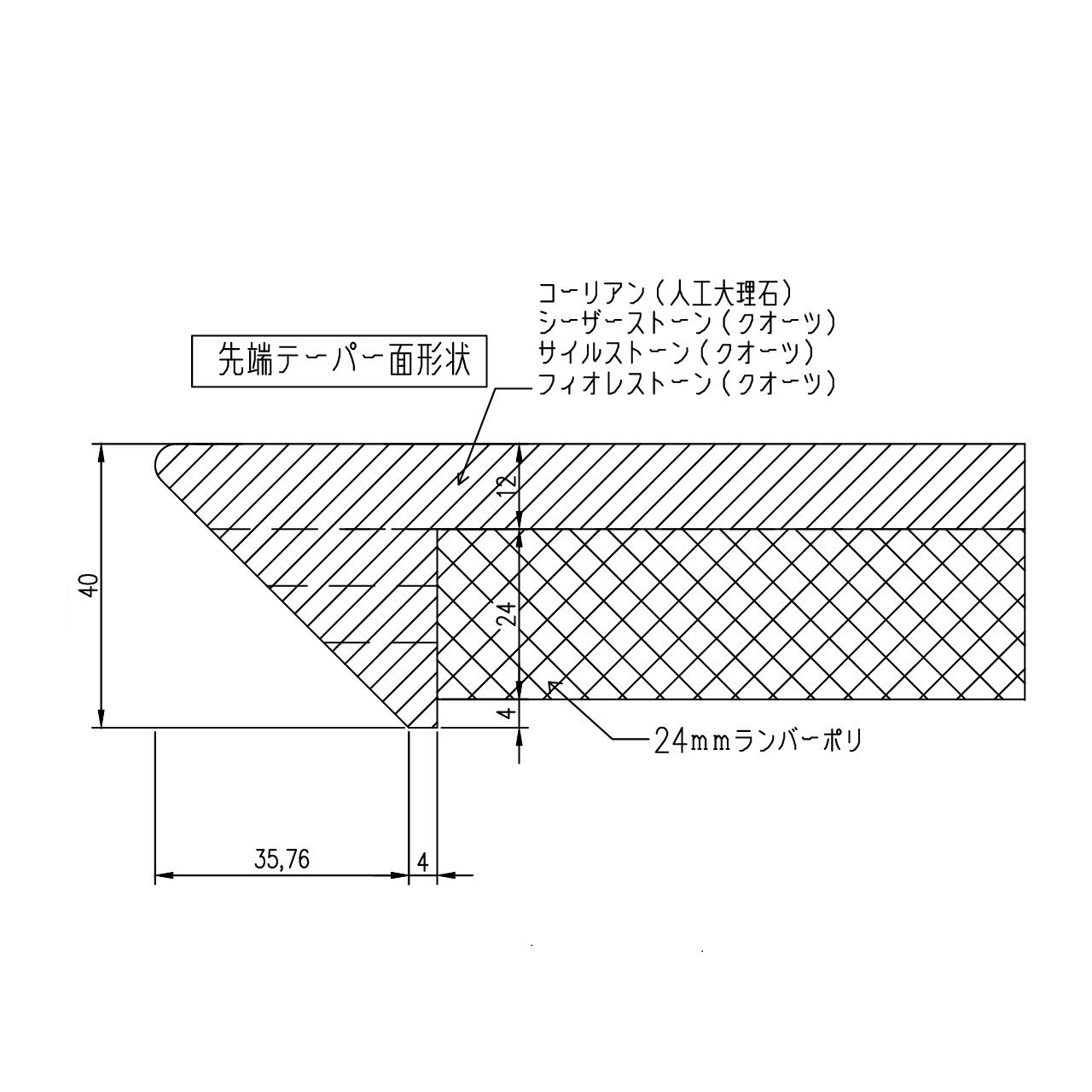 サイズ・形状オーダー]KC-ACJ シトラスオレンジ コーリアン(人工大理石