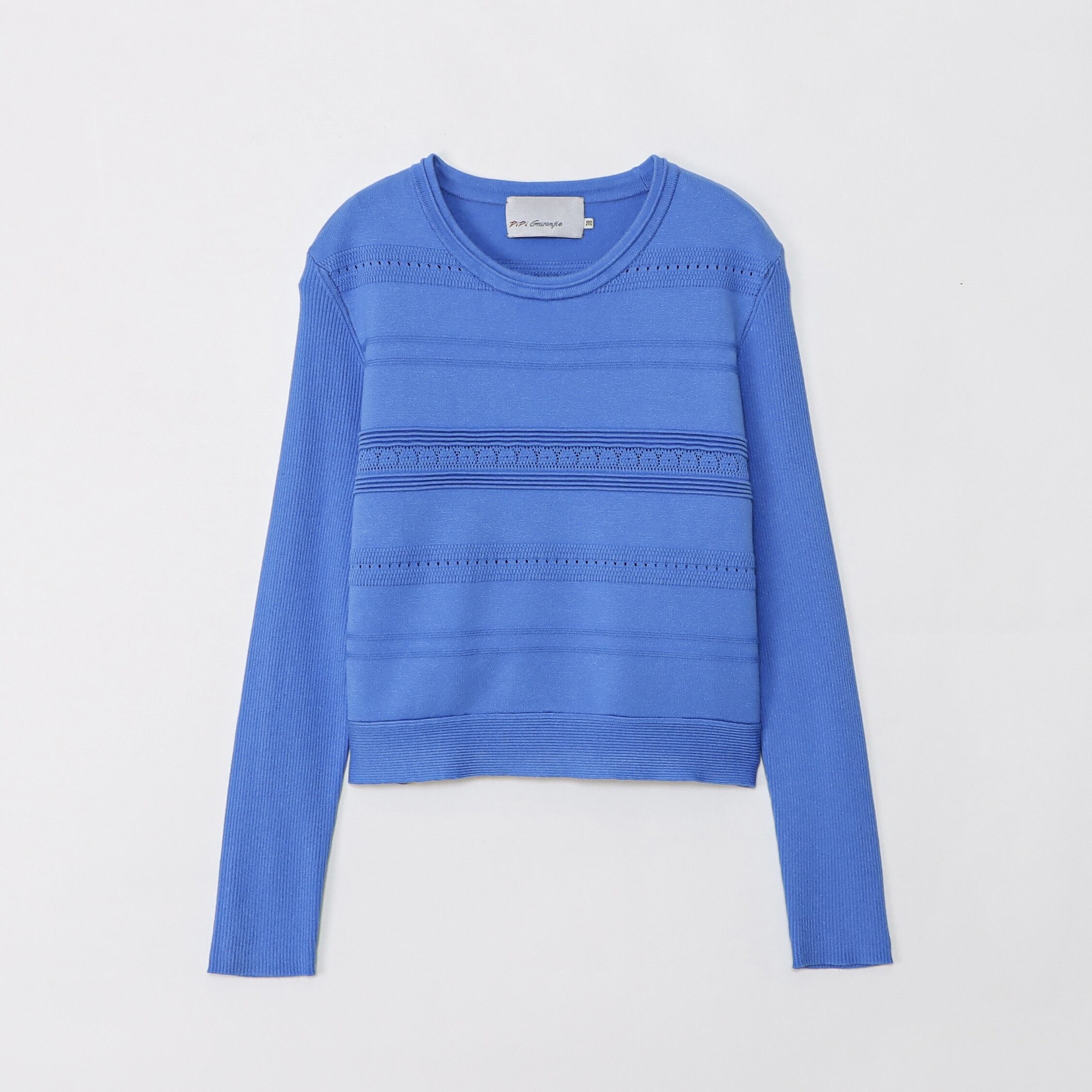 DiDi Guranjie 地柄ボーダー ニット（ターコイズブルー） | DiDi