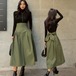 スカート ボトムス フレア Aライン リボン 大人可愛い きれいめ シンプル 上品 おしゃれ かっこいい 無地 春 夏 10代 20代 30代 40代 オフィス 通勤 通学 デート お出かけ 着回し 普段使い S M L XL アーミーグリーン