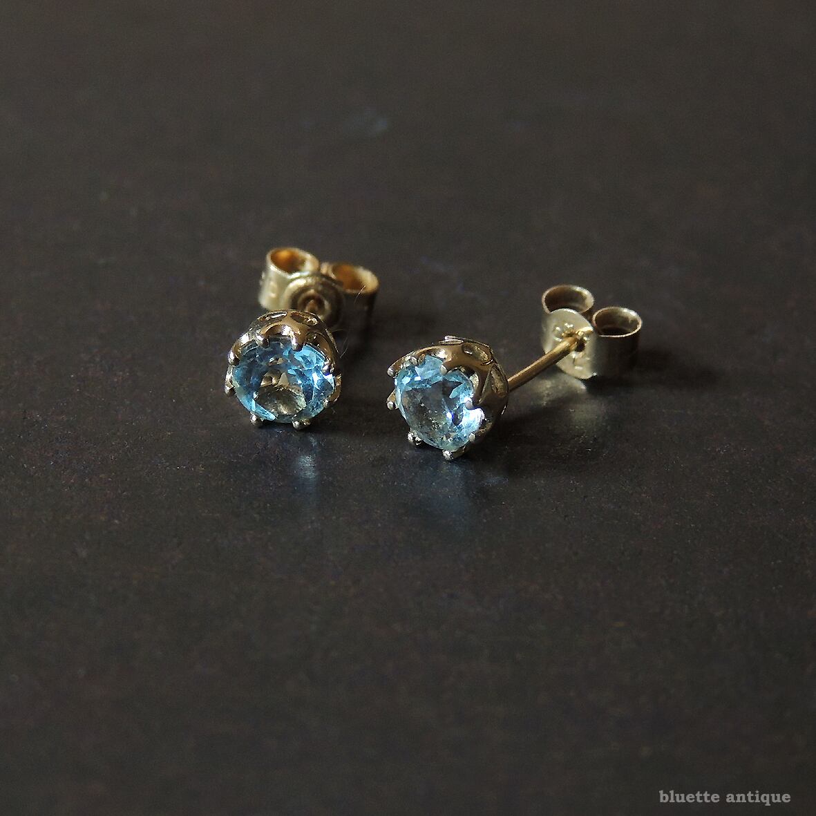 ヴィンテージジュエリー 9ctゴールド 天然トパーズ ピアス