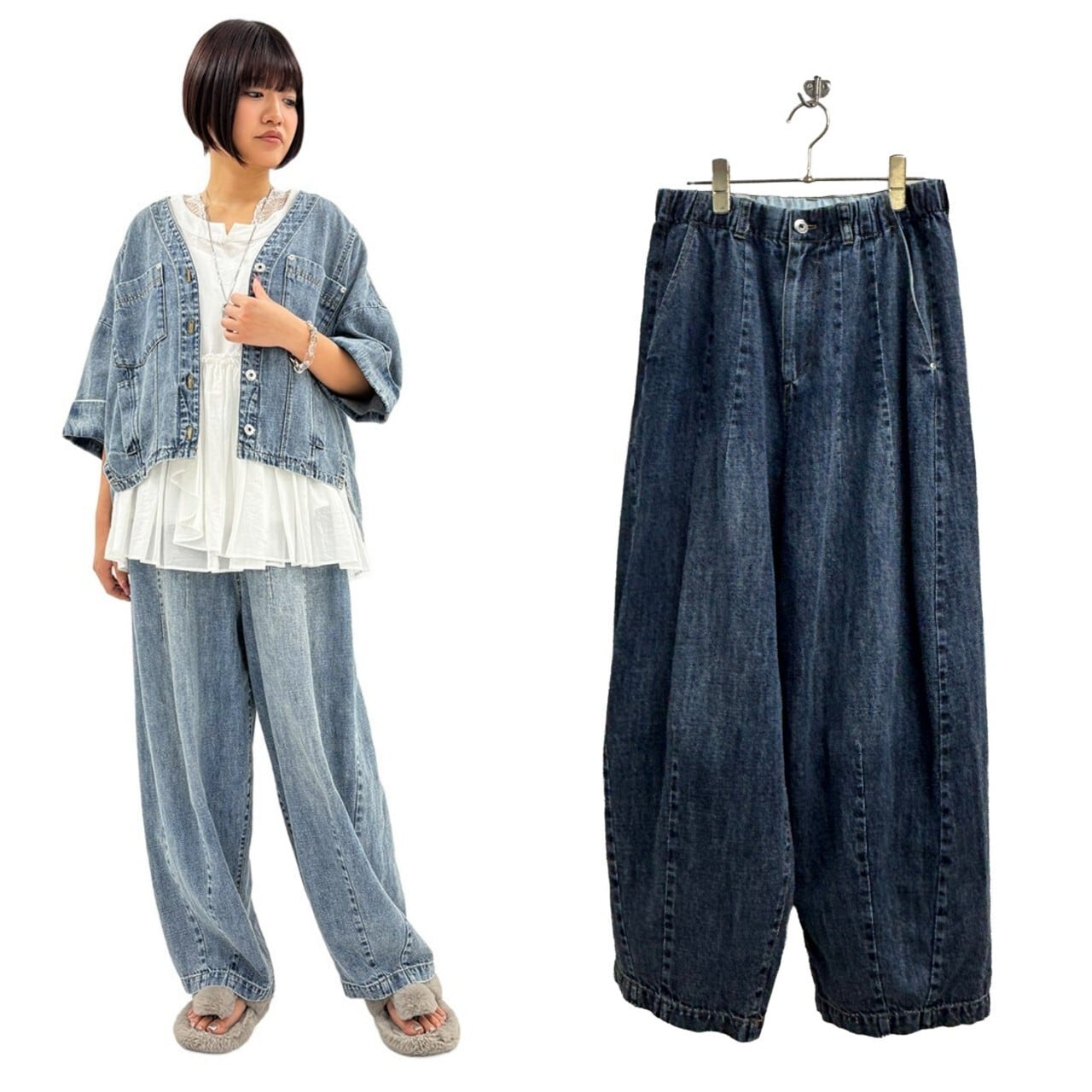 ayane】麻混デニムバレルレッグパンツ 826502 アヤン | red earth