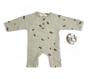 日本未発売　当店のみ　Lil' Paradise Copenhagen　Limely Muslin Jumpsuit ジャンプスーツ　ボディースーツ　モスリン　ベビー服　ベビーギフト　北欧デザイン　日本未入荷　海外子供服　ナチュラルコーデ　ベビー服　ベビーギフト　ハンドメイド　綿100