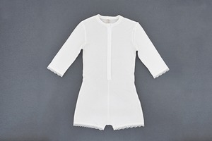 Cotton rib rompers / white