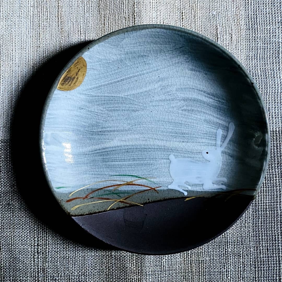 九谷焼 銘々皿5枚組 月とうさぎ | 陶器のむらやま