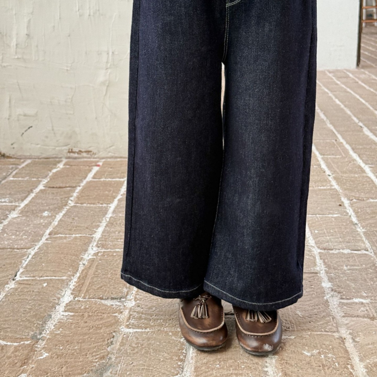 秋チェック柄刺しゅうジンズ