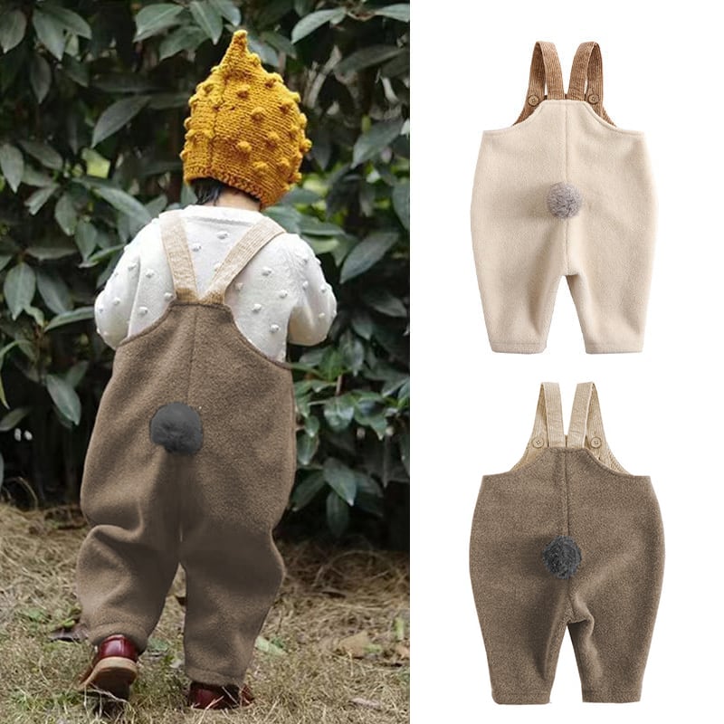 【KID】冬作後ろにポンポン付きサロペット