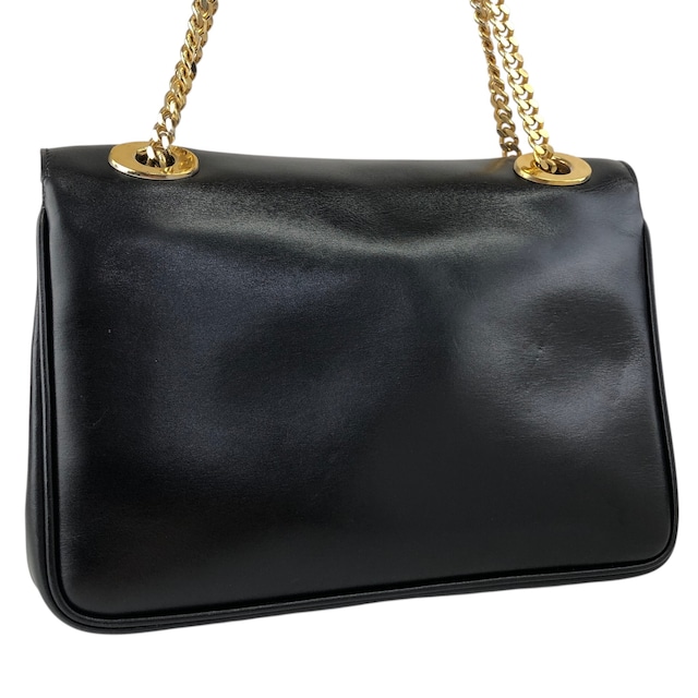 CELINE セリーヌ ショルダーバッグ ブラック ブラゾン レザー チェーン vintage ヴィンテージ オールド gpayic