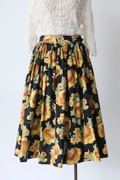 Sunflower pattern midi skirt