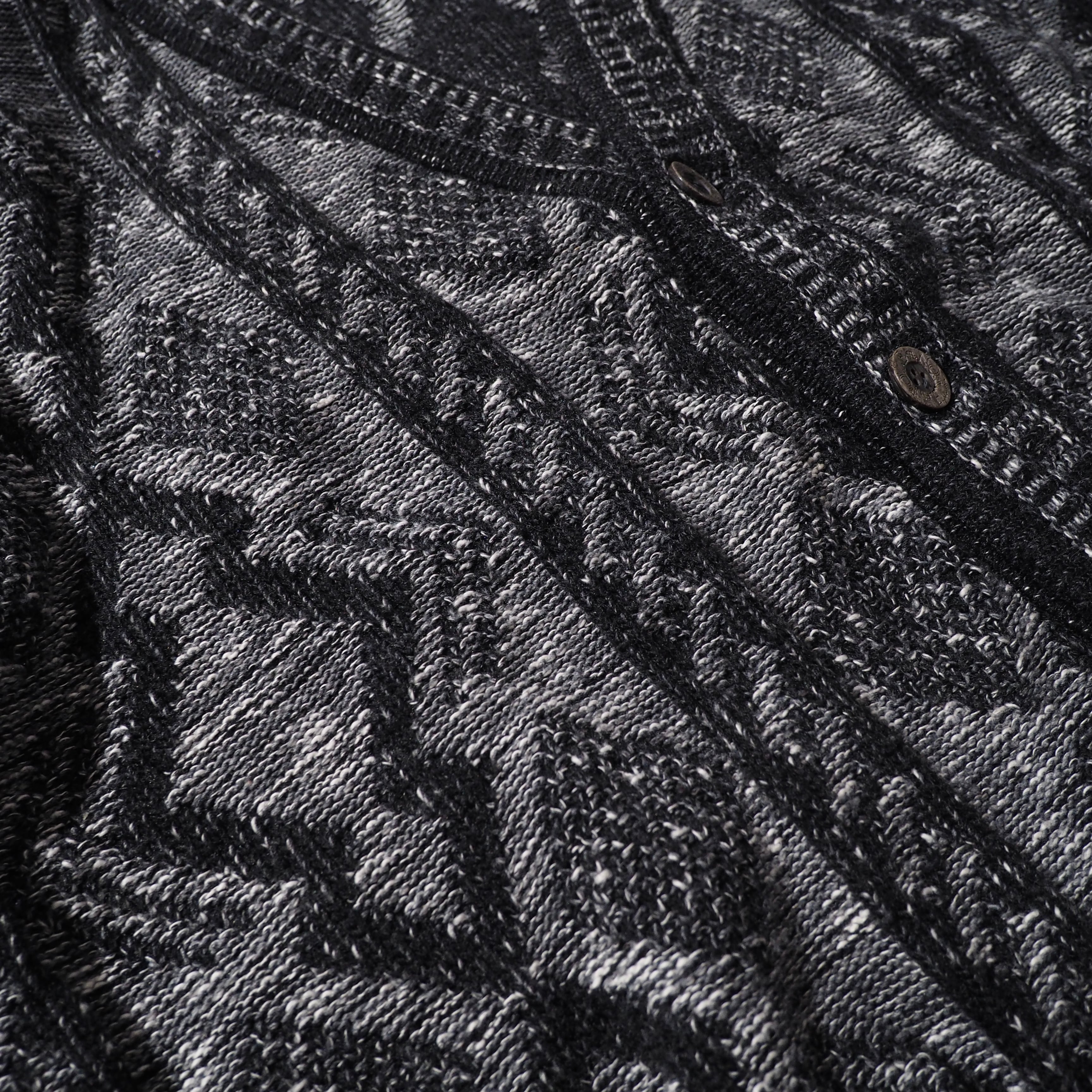 1990s " NORTH POLE " Zigzag pattern weaving vintage loose knit cardigan (made in Italy)