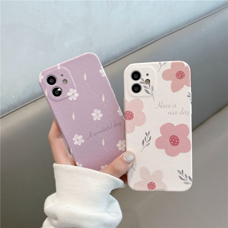 春カラーで大人可愛い❤︎花柄 フラワーデザイン 総柄 スマホケース 2type ND-14537