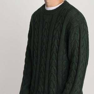 モスグリーンケーブルニット　MT0080319