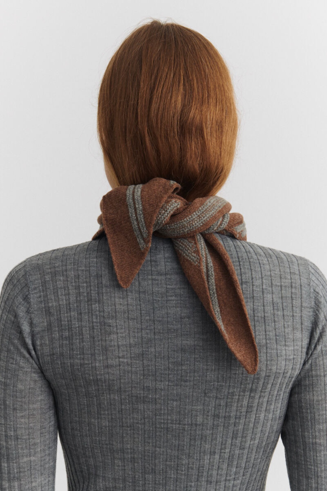 ＜FUB＞Adult ニット バンダナ lambswool Bandana(hazel melange/steel mela) - 4