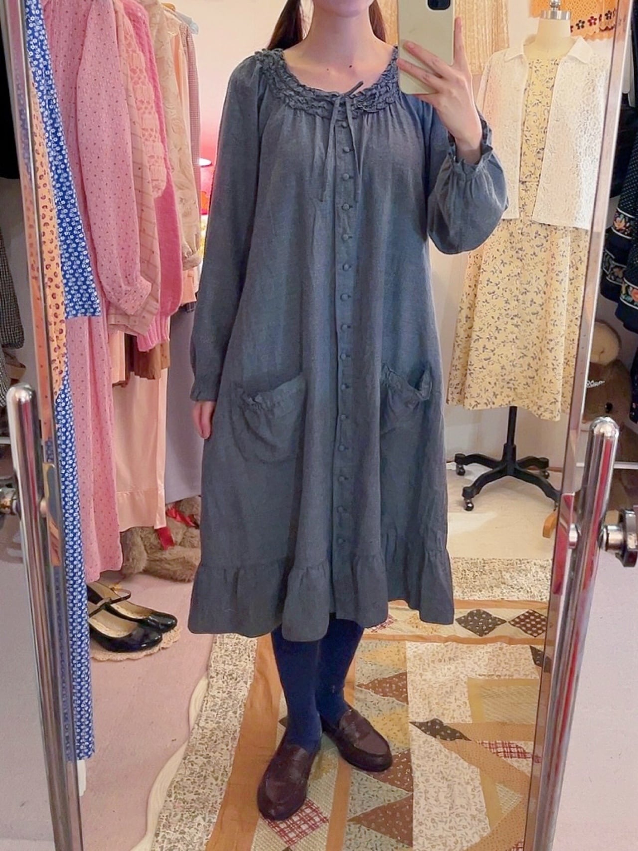 PINKHOUSE / cotton frill gather one-piece