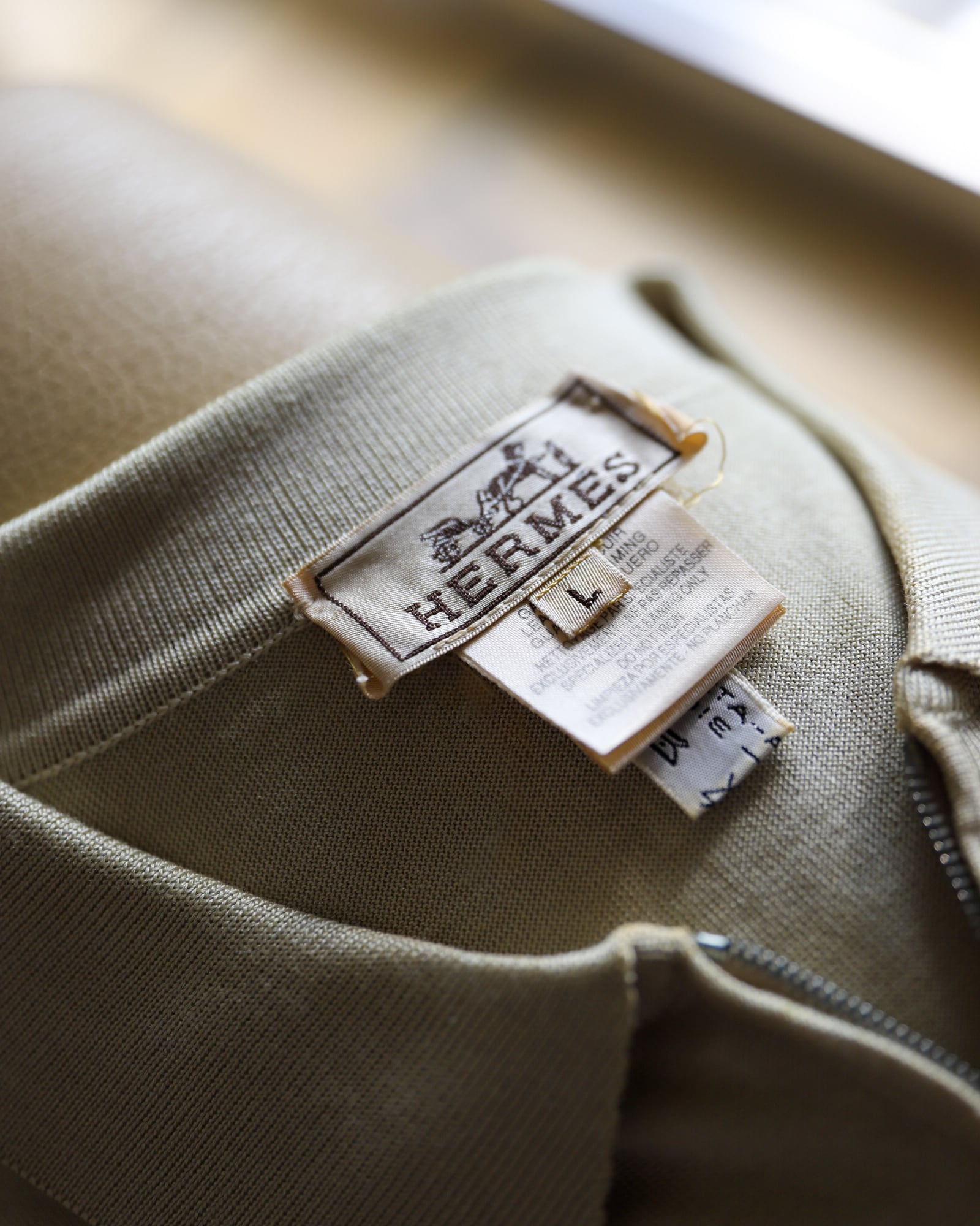 極美品】Hermes silk Knit polo half zip made in Italy size L beige
