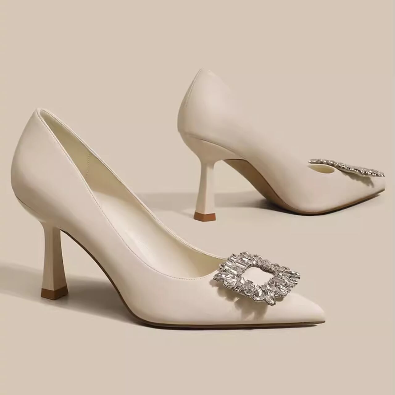 ビジュー ポインテッド パンプス 2color SH44