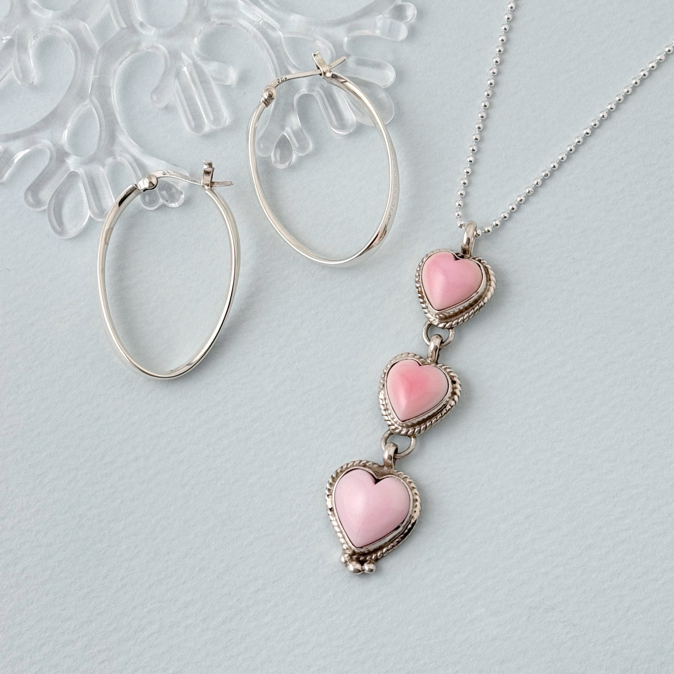 Indian Jewelry》 3連 ラージサイズ ハート コンクシェル ペンダント