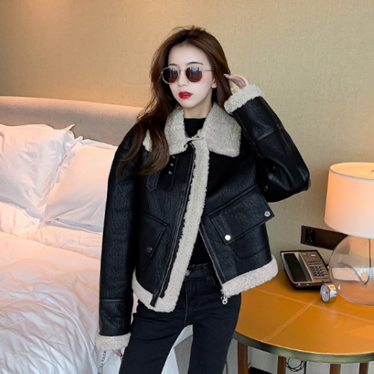 ライダースジャケット レディース アウター ジャケット ボアジャケット
