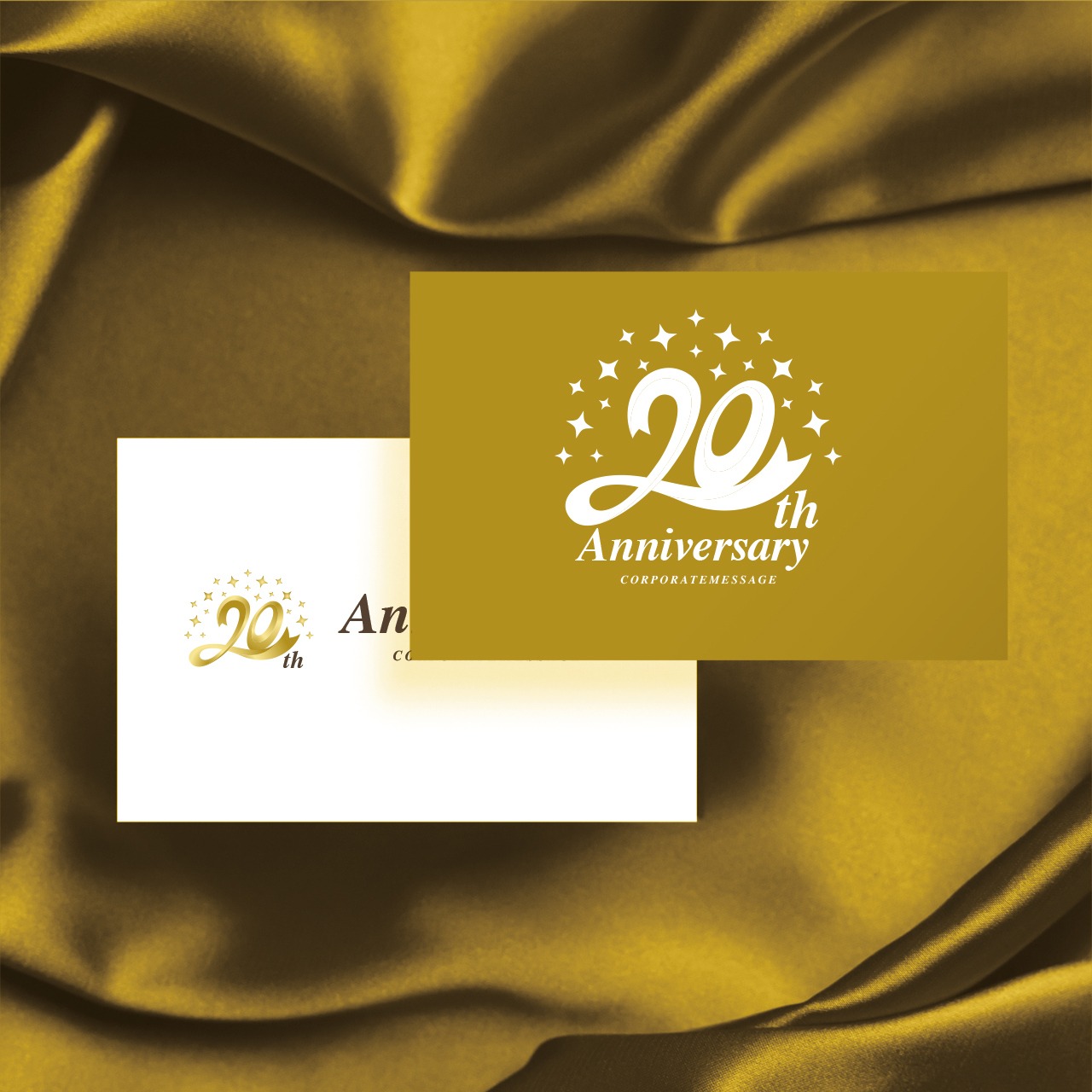 リボンと20個の星の20周年ロゴ