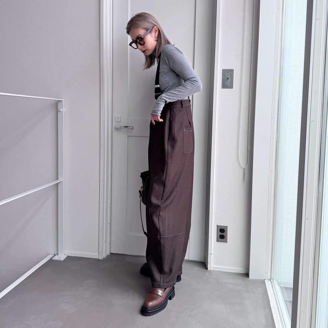 special price【9月上旬発送】[3piece] color stitch set/brown