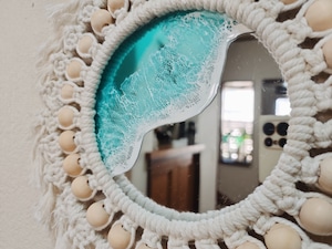 420.オーシャンレジンアート マクラメミラー