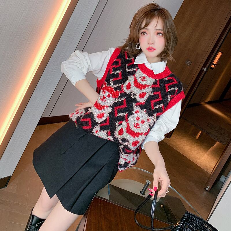 スリーブホワイトシャツ ラウンドネックジャカードニットジャケット レディースウィンター ランタンスリーブ 冬物 Oネック MIUCO4198182075