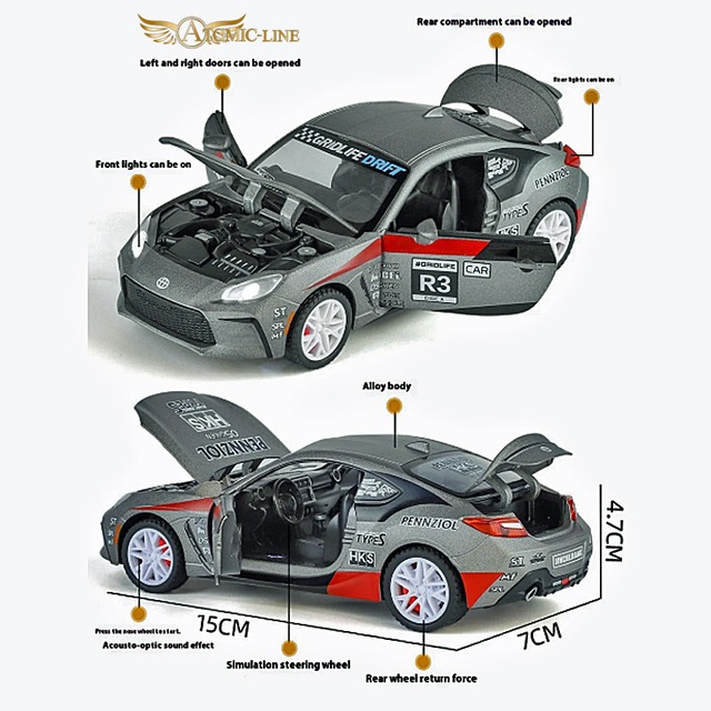 TOYOTA GR86 ZN8 1/32 ミニカー 全3色 ライト点灯 エンジンサウンド 合金モデル 模型 プルバック走行 ジオラマ