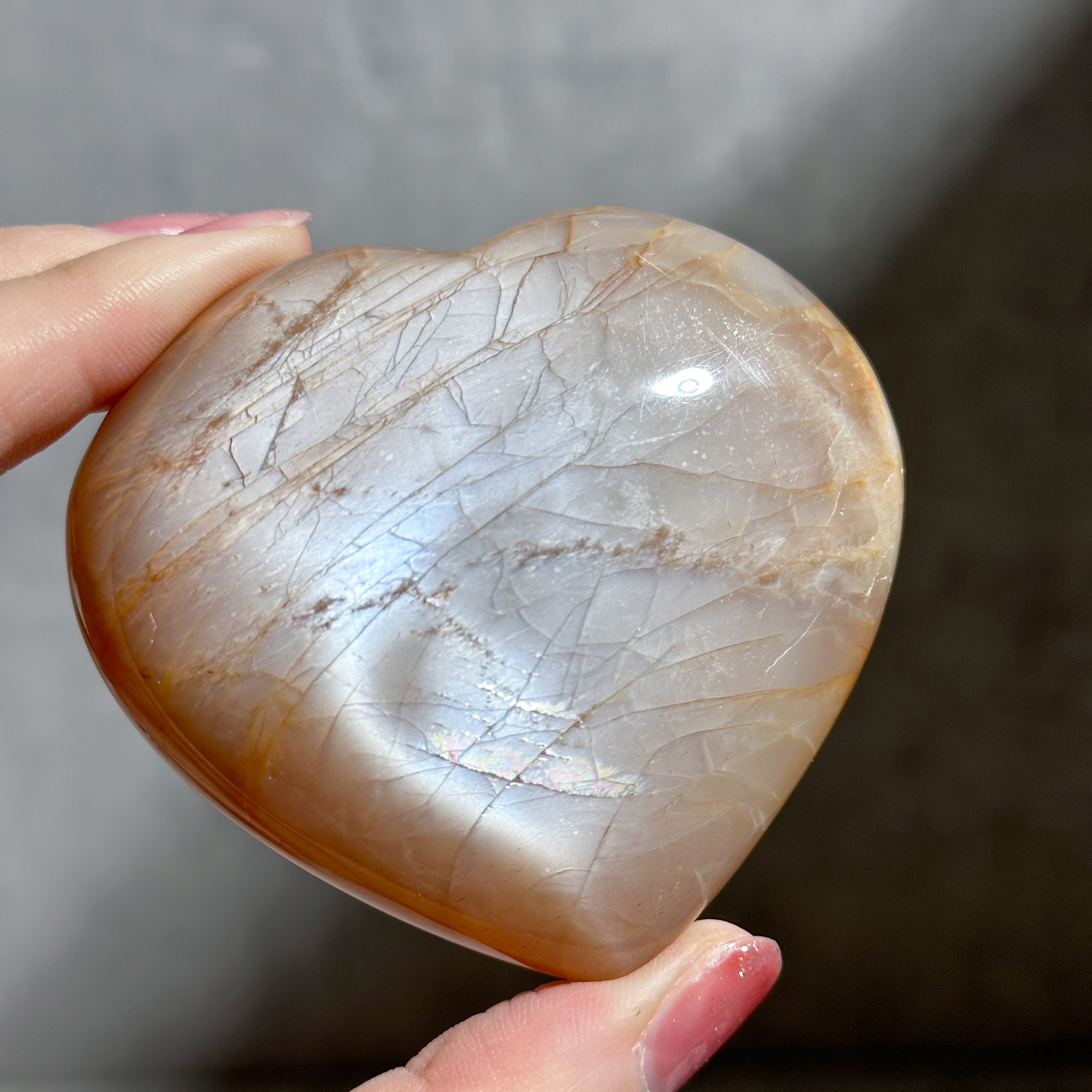 ピーチムーンストーン ハート31♡Peach Moon Stone♡天然石・鉱物