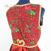 【フォークダンス衣装 まとめ売り】全3点セット レッド ベスト スカート エプロン 花柄 刺繍 チロリアン 赤 青 緑 ピンク 紐