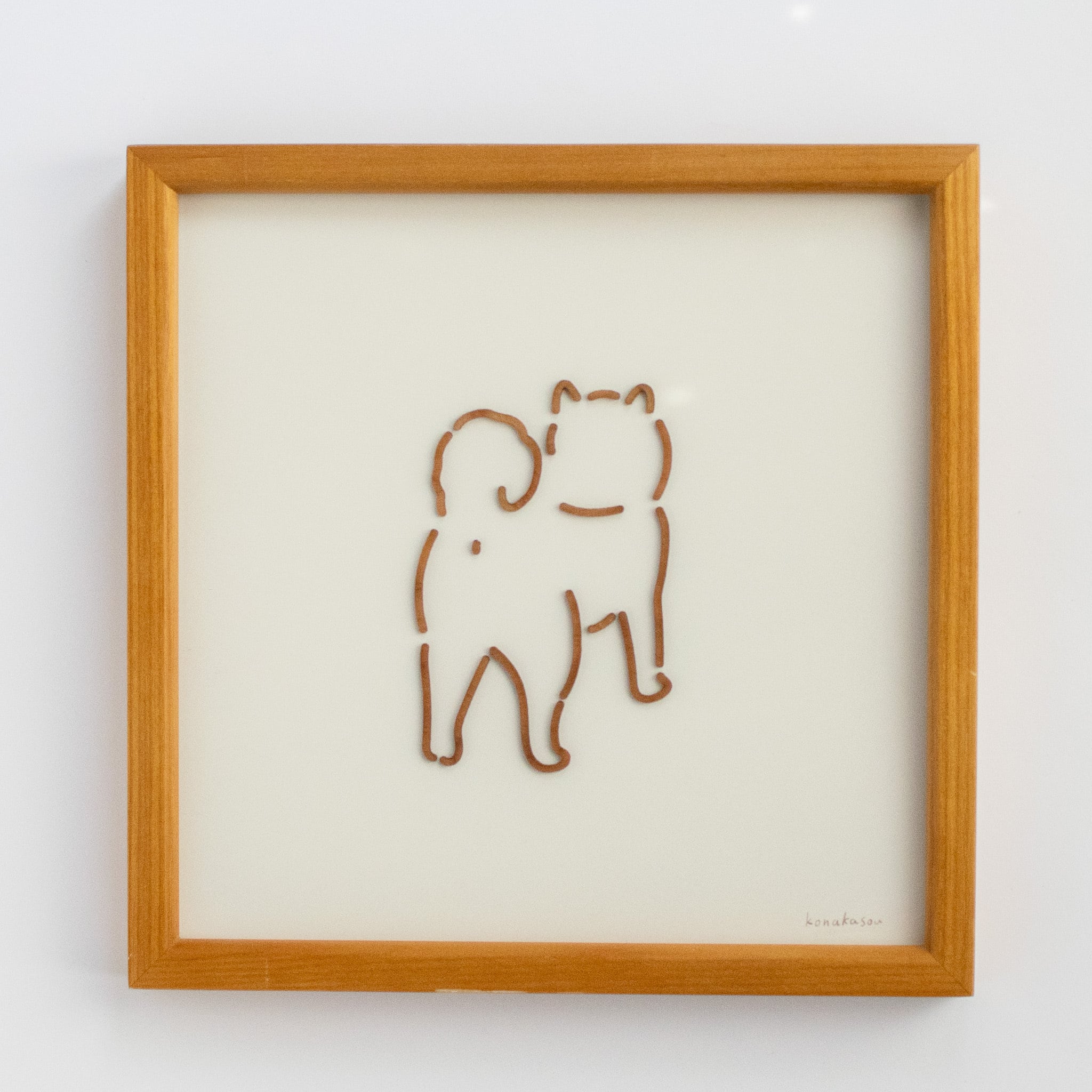 手描き犬の絵 木製フレーム付き 柴犬のおちり」/木のラインパネル 40角 | 湖中のおみせ