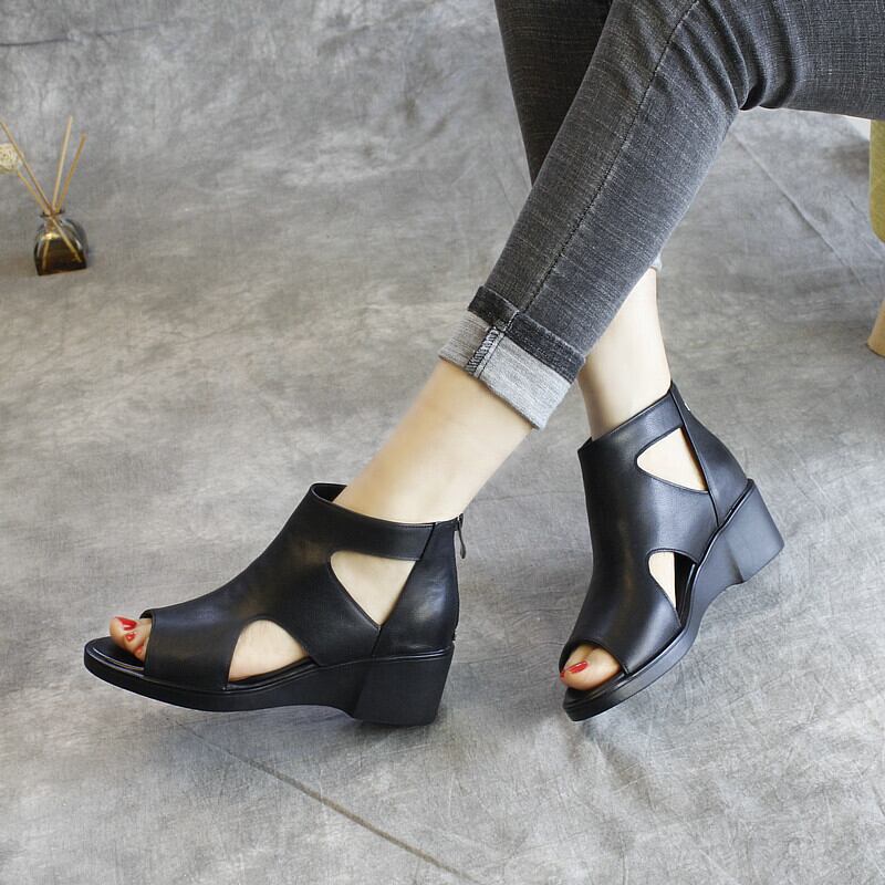 サマーレザーサンダルジッパー 靴 シューズ 夏物 ヨーロピアン Yiranxuaディースワード6441069623