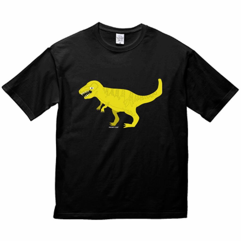 ビッグシルエット 5 6oz Priority Surf 恐竜aティラノサウルス イラスト Tシャツ ブラック Prioritysurf Official ビッグシルエット 5 6oz Priority Surf 恐竜aティラノサウルス イラスト Tシャツ ブラック Prioritysurf Official