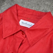 hole design linen shirt red