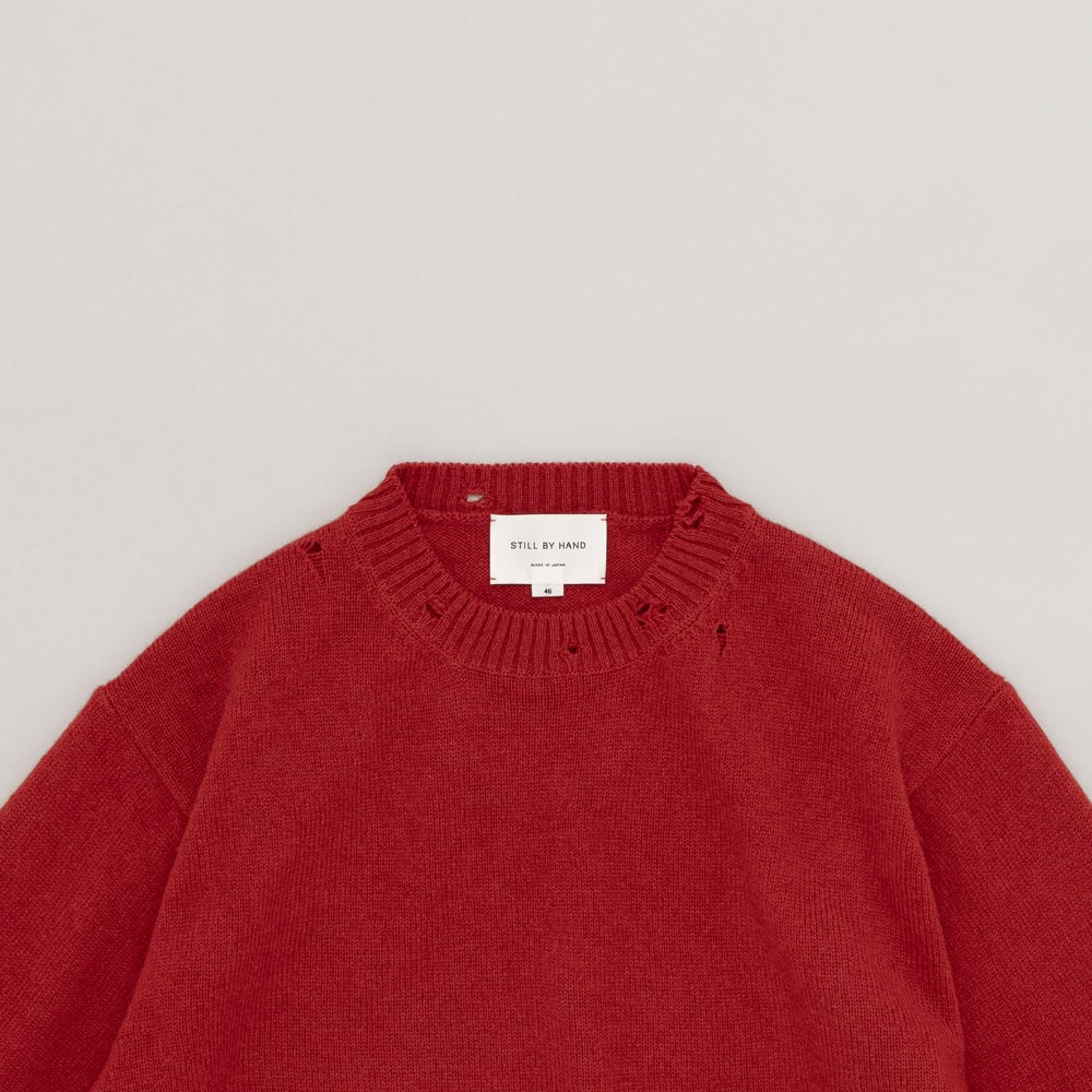 STILL BY HAND Punched shetland sweater KN01253 (vermilion red
