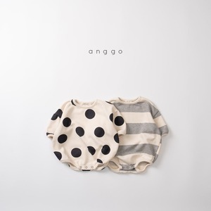 【anggo】デニッシュロンパース ドット 60〜80cm  240103