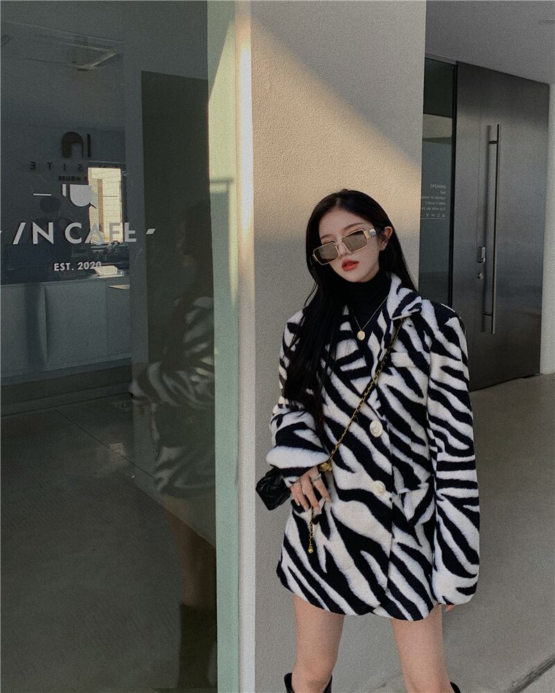 コート パターンルーズスタイルウィンター 冬物 ブラックストロベリース14124205366