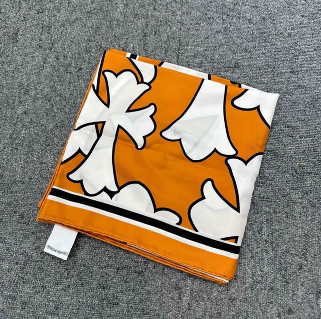 CHROME HEARTS クロムハーツ セメタリークロス シルク スカーフ オレンジ