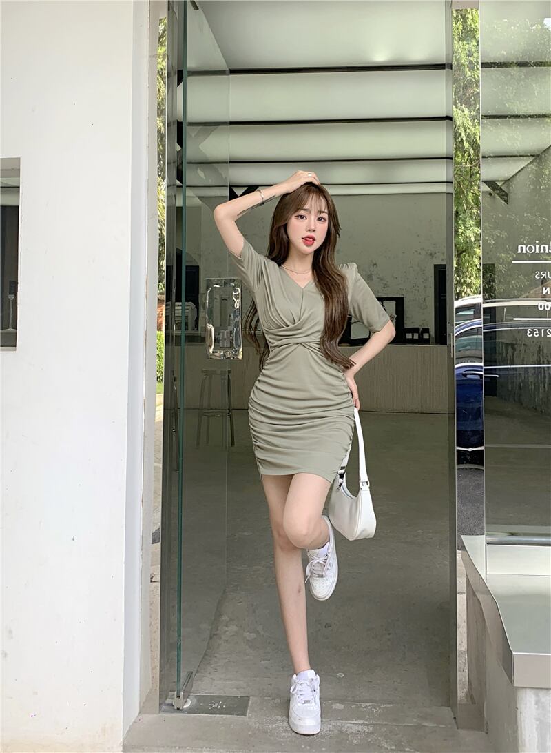 ドレス ウェスト薄手ショートスカート サマーグリーン 夏物 ヨーロピアン ブラックストロベリース6943581043