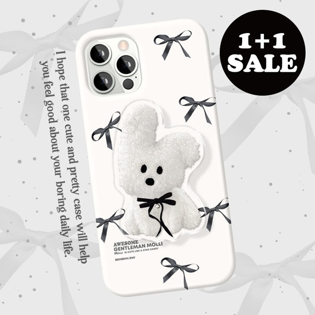 1+1event＼★グリップトック＆ケースSET ★／☆もごつセレクト【momocase】601 블랙Ribbon+602 체리IML-Molli