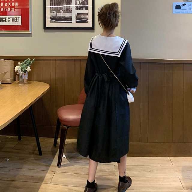 再入荷 セーラー風ワンピース ワンピース レディース 長袖 セーラー服 ショートワンピース ショート丈 フレアワンピース 大人かわいい 着痩せ 痩せ見え 大きめサイズ 夢かわ セットアップやパンツドレスなど二次会ドレスに合う海外ファッションサイト Urubei