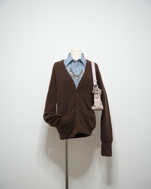 80s brown acrylic cardigan