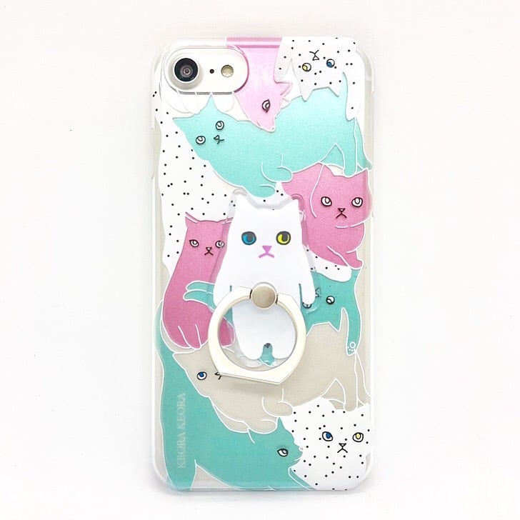 再々入荷】しろねこオッドアイスマホリング（フチなしホワイト