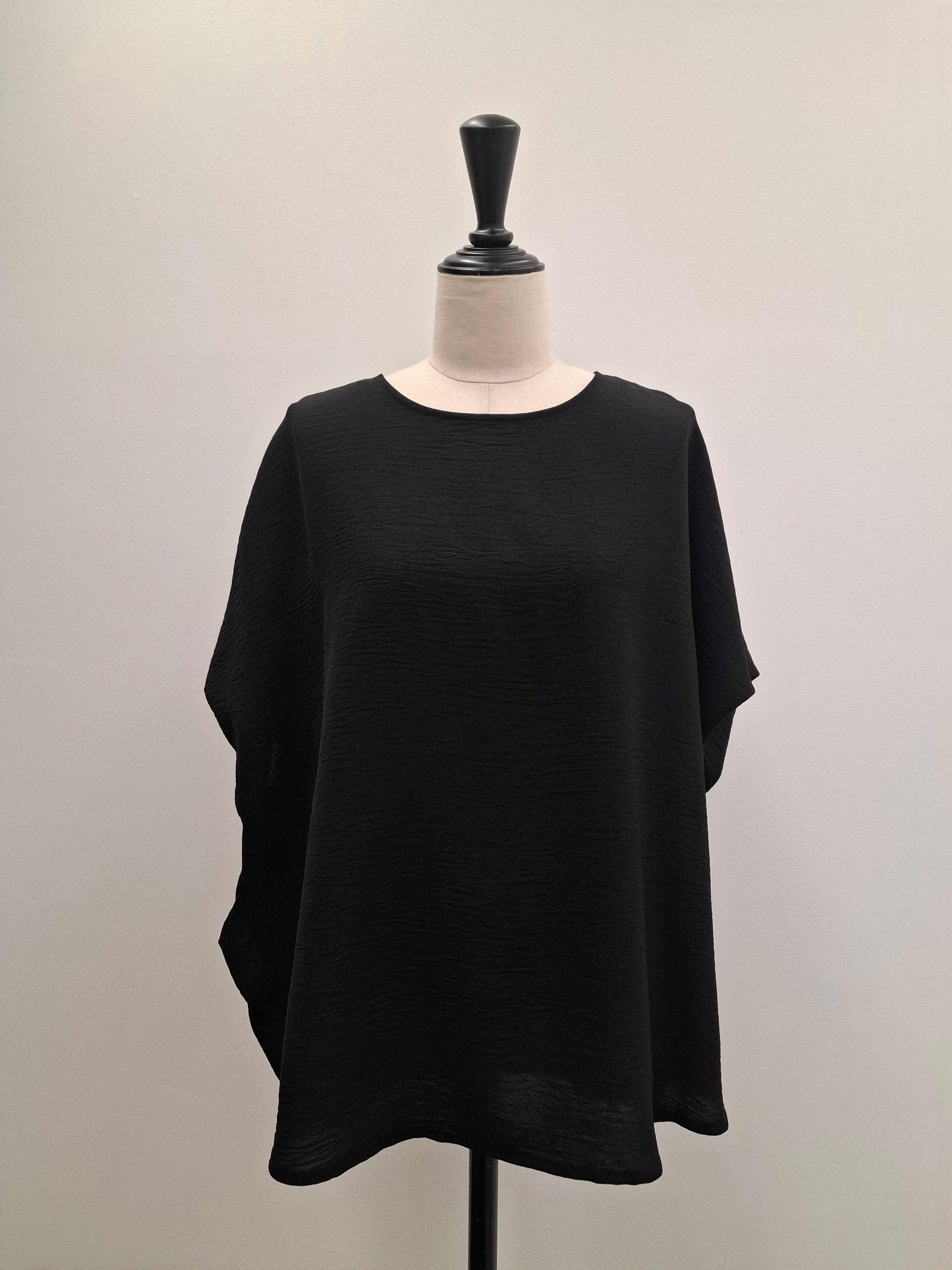 【SAMPLE SALE】UV・吸水速乾★コクーンシルエット涼やかプルオーバー(ブラック)