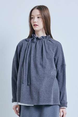 【LAST ONE】g_559 SOFT FLEECE NECK RIBBON  PULLOVER