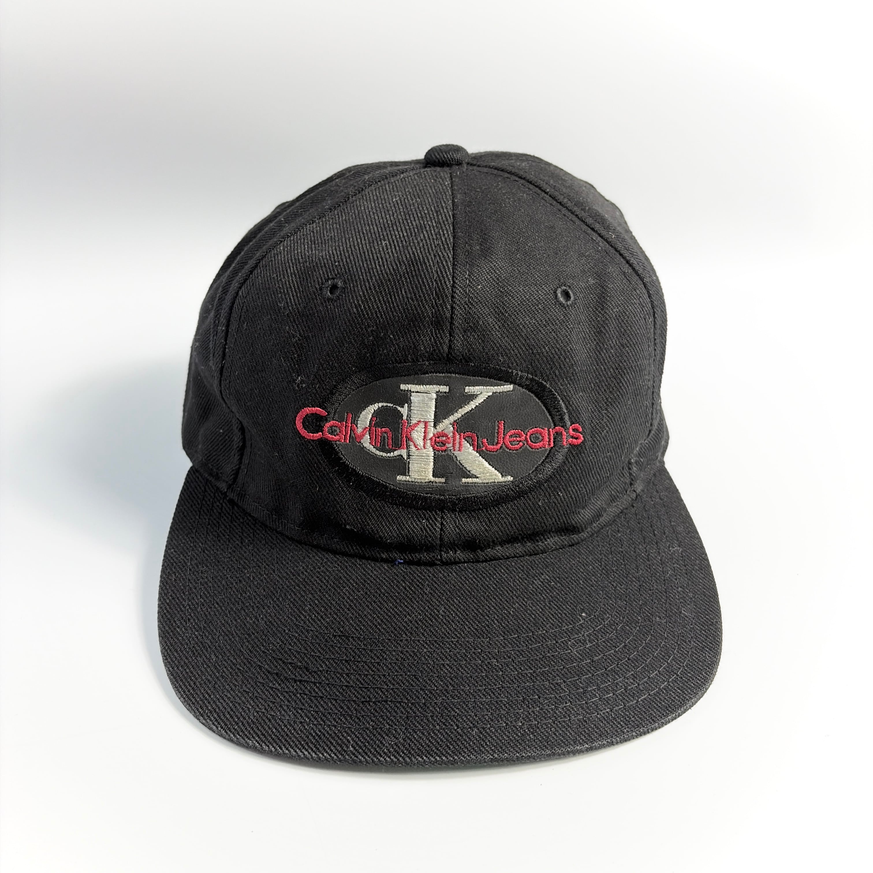 90s Calvin Klein Jeans Oval Logo Cap Black