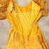 フラダンス 衣装 FANCY DRESS ファンシードレス ワンピース ドレス イエロー系 ティアレ柄 ハイビスカス柄 タロリーフ柄 プルメリア柄 ベロア生地 チュール フリル ハワイアンプリント ハワイアン アロハ フラ ダンス レッスン 練習 黄 橙 白 オレンジ系 ホワイト系 透け感 シースルー チョーカー